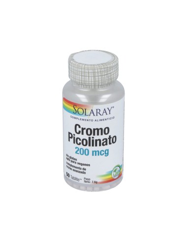 Chromium Picolinato 200Mcg Solaray – 50 Comprimidos Saludables