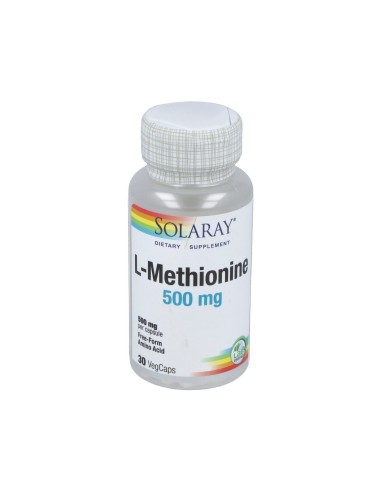 L-Metionina 500mg Solaray - 30 Cápsulas para Salud Óptima