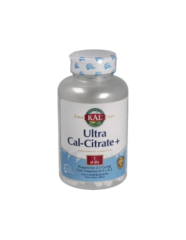 Ultra Cal Citrate + K2 Solaray 120 comprimidos, calcio y vitamina K2