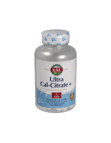 Ultra Cal Citrate + K2 Solaray 120 comprimidos, calcio y vitamina K2