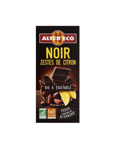 Chocolate Negro con Limón Bio 100 g | Altereco Natural