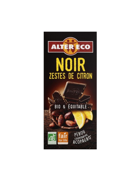 Chocolate Negro con Limón Bio 100 g | Altereco Natural