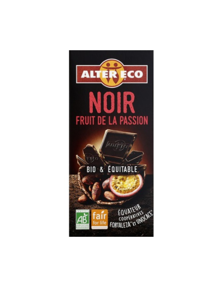 Chocolate Negro Bio con Fruta de la Pasión 100g Altereco