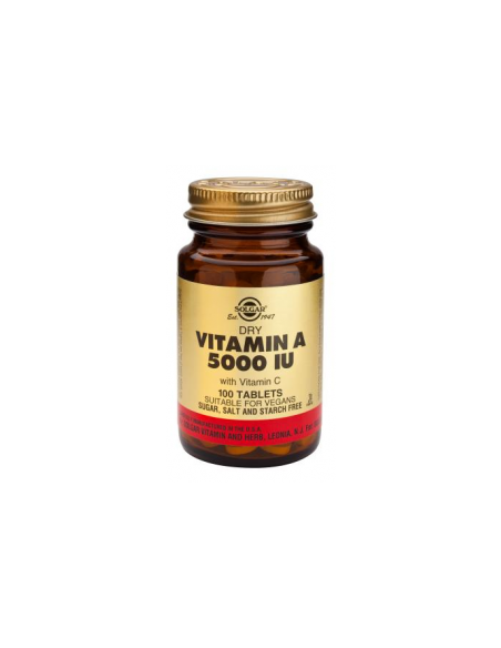 Vitamina A Seca 5000 UI  100 comprimidos Solgar