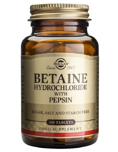 Betaina Clorhidrato con Pepsina Solgar 100 Comprimidos
