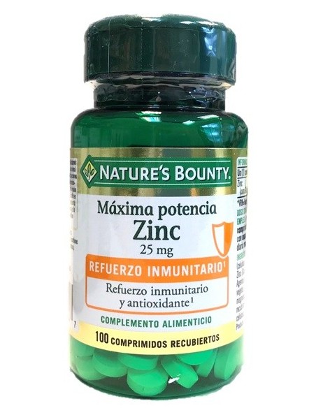 Zinc 25mg Nature’s Bounty – 100 comprimidos para tu salud