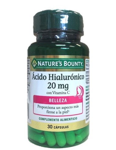 Ácido Hialurónico 20mg + Vitamina C Nature’s Bounty 30 cápsulas