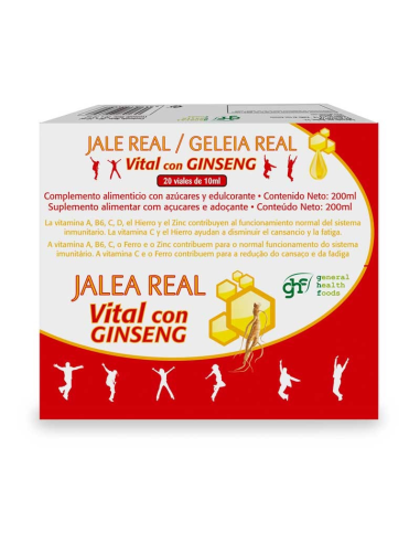 Jalea Real Vital Ginseng 20 viales 10ml GHF – Energía Natural