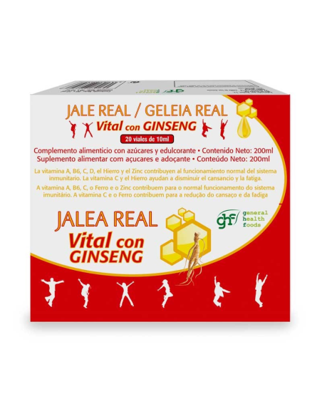 Jalea Real Vital Ginseng 20 viales 10ml GHF – Energía Natural