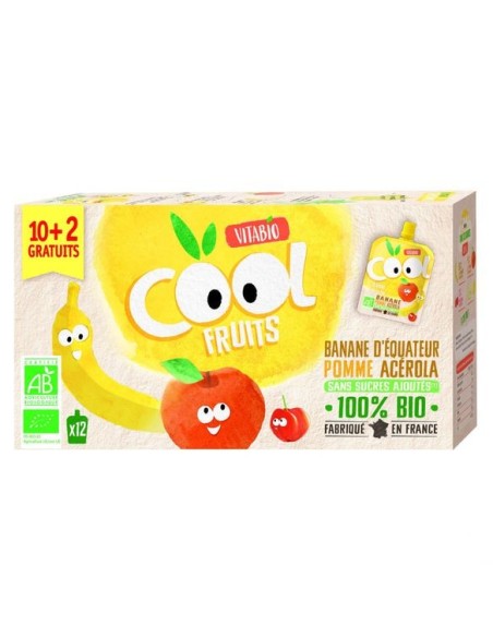 Vitabio Cool Fruits Plátano Manzana 12 x 90 g - Snack Saludable