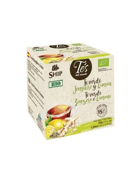 Te Verde Jengibre Limon  Infusion 15Piramides Ship