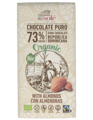 Chocolate Negro 73% Con Almendras 150Gr. Eco de Chocolates Sole