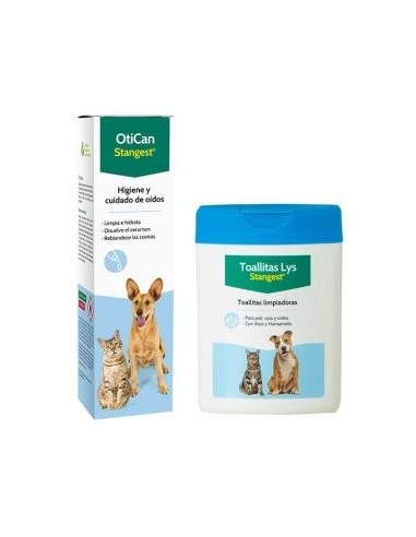 Otican+Toallitas Limpiador Oidos Perros Gatos 40Ud Stangest Vet