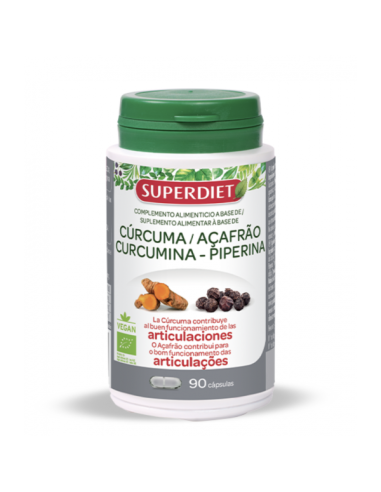 Cúrcuma Curcumina Piperina 90 Cápsulas Superdiet Natural