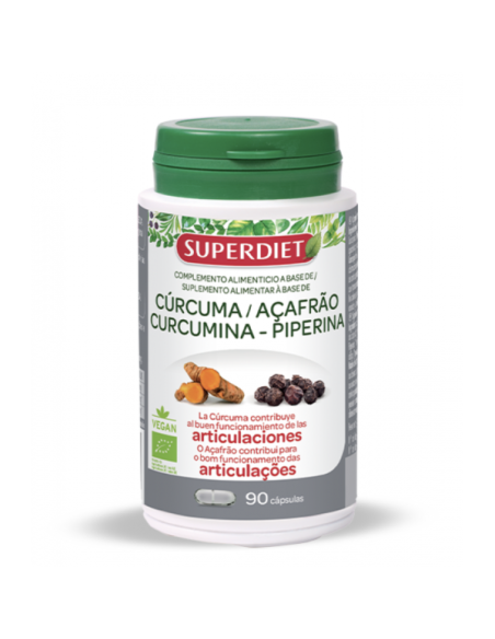 Cúrcuma Curcumina Piperina 90 Cápsulas Superdiet Natural