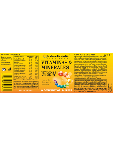 Vitaminas & minerales 60 comprimidos