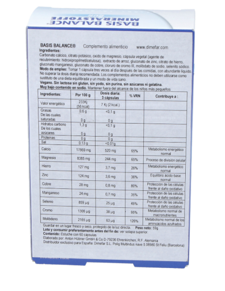 Basis Balance 60Cap. Dimefar – Suplemento para Bienestar Diario