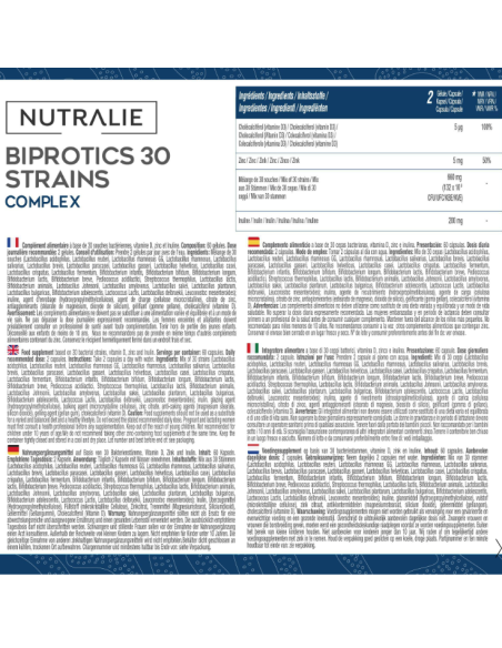 Probióticos 30 Cepas Nutralie 60 Cápsulas - Salud Intestinal