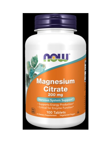 Magnesio Citrato 200 Mg 100 Tabletas De Now