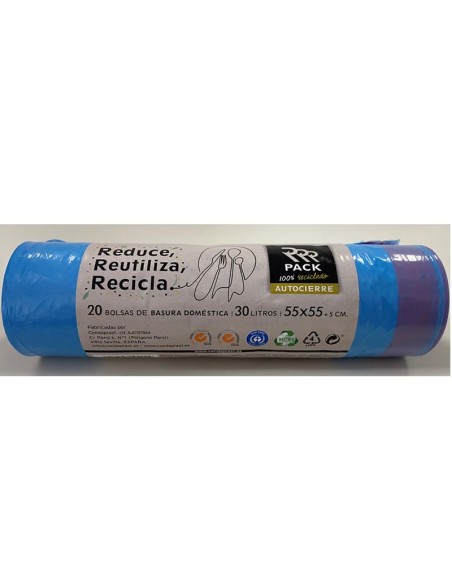 Saco de Lixo Reciclado Azul 30L - Pacote 20 Unidades Rrr