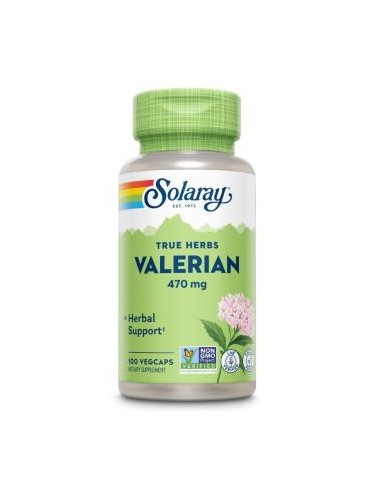 Valerian Root 470 mg Solaray – 100 cápsulas vegetales naturales