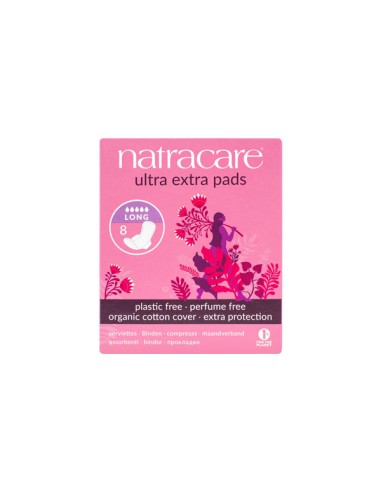 Toallas Ultra Extra Largas con Alas Natracare 8 Unidades
