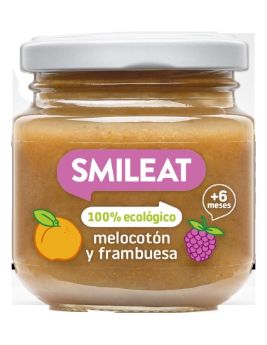 Pote Pêssego e Framboesa Biológico 130g Smileat Natural