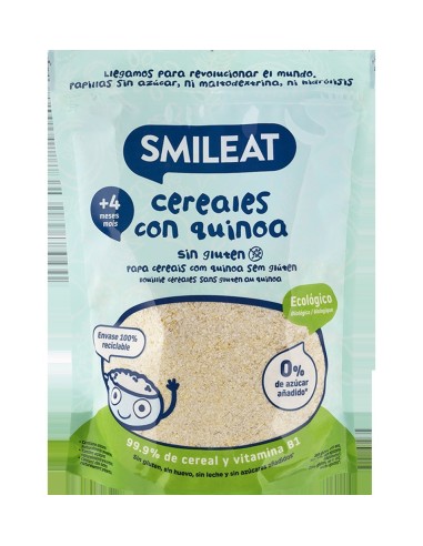 Papas de Cereais Bio com Quinoa Sem Glúten 200g Smileat