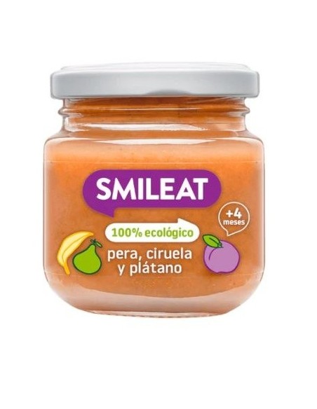 Smileat Pote Orgânico de Pêra, Ameixa e Banana 130 g