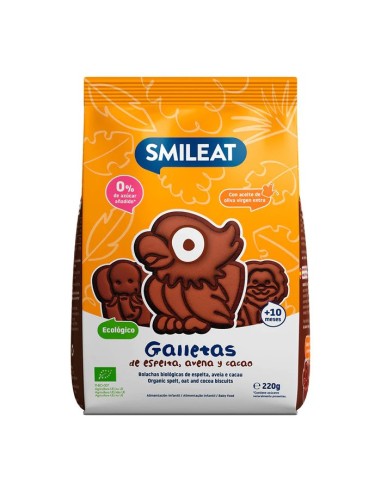 Biscoitos de Aveia, Espelta e Cacau Bio Infantil 220g Smileat