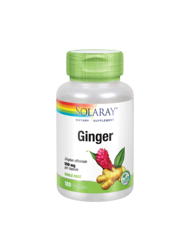 Ginger Root 550 mg Solaray - 100 cápsulas vegetales naturales