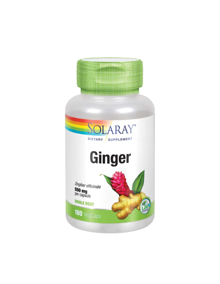 Ginger Root 550 mg Solaray - 100 cápsulas vegetales naturales