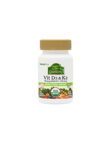 Garden Vitamina D3 y K2 Natures Plus  60 Cápsulas Saludables