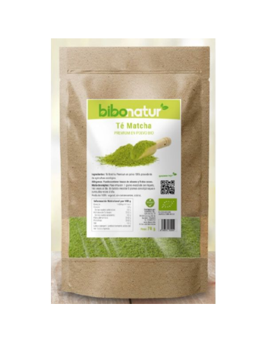 Matcha Premium Eco 70g Bibonatur  Té Verde Natural