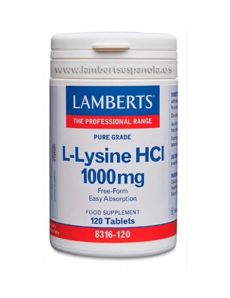L-Lisina HCl 1000 mg 120 Tabs de Lamberts