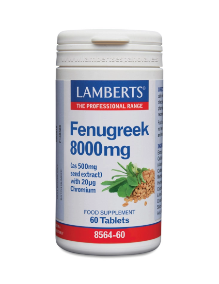 Fenogreco 8000 mg con Cromo (Saponinas 250 mg) 60 Tabs de Lamberts