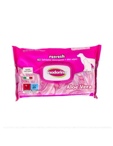Inodorina Toalhetes Refresh Aloe Vera 40 Unidades - Cuidados Veterinários