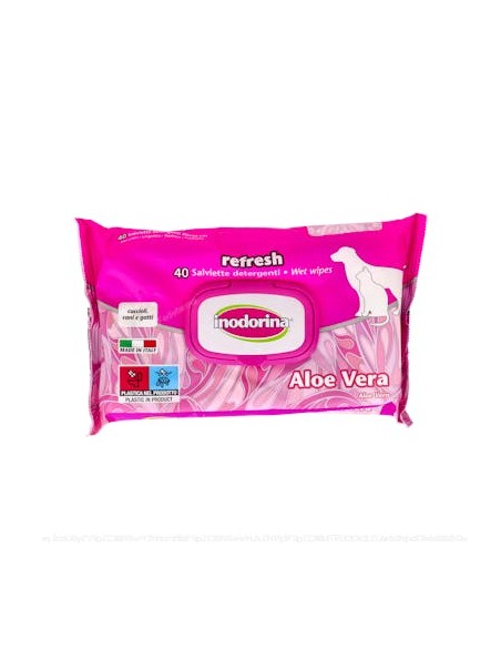 Inodorina Toalhetes Refresh Aloe Vera 40 Unidades - Cuidados Veterinários