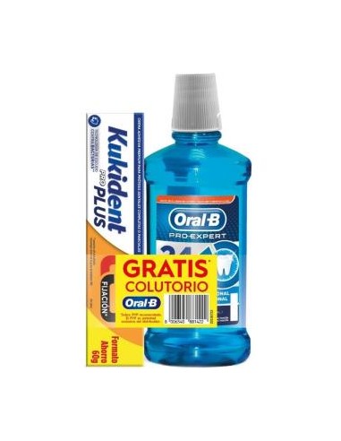 Kukident Pro Plus Doble Accion 60G+Colutorio 500Ml de Kukident