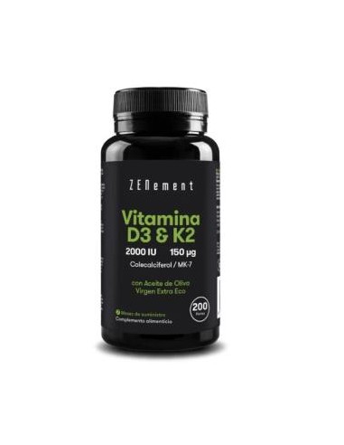 Vitamina D3 + K2Con Ac. De Oliva 200Perlas de Zenement