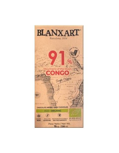 Chocolate Negro 91% Congo 75 Gr Eco de Blanxart
