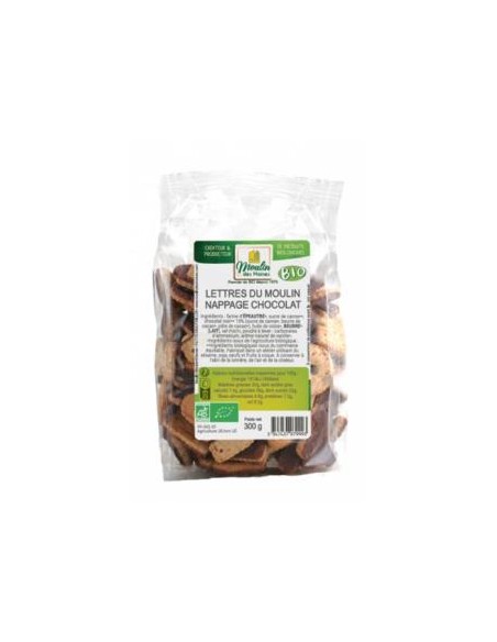 Biscoitos de Letra Bio com Chocolate 300g - Moulin Des Moines