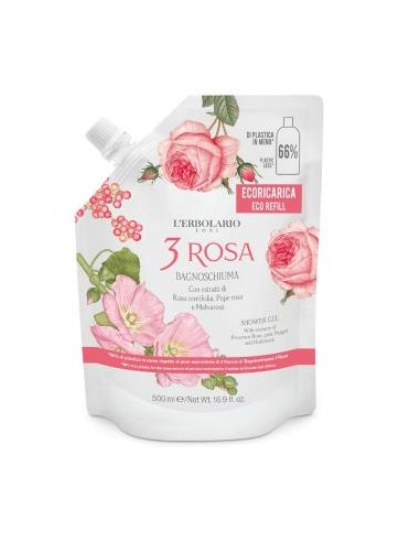 3 Rosas Eco Recarga Gel De Baño 500 Ml de L´Erbolario