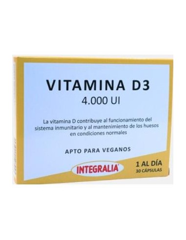 Vitamina D3 4000 UI 30 cápsulas Integralia Bone Health