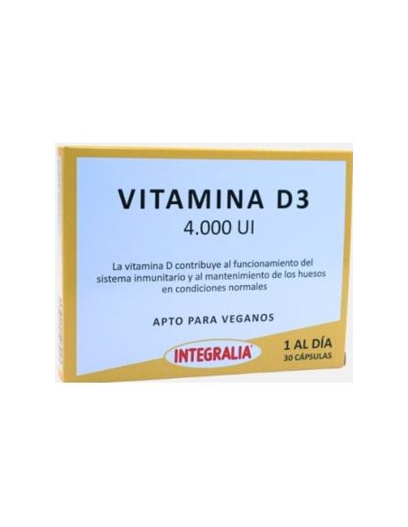 Vitamina D3 4000 UI 30 cápsulas Integralia Bone Health