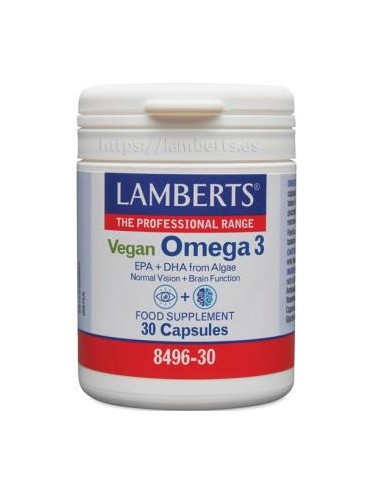 Omega 3 Vegano Lamberts 30 Cápsulas  Salud Natural