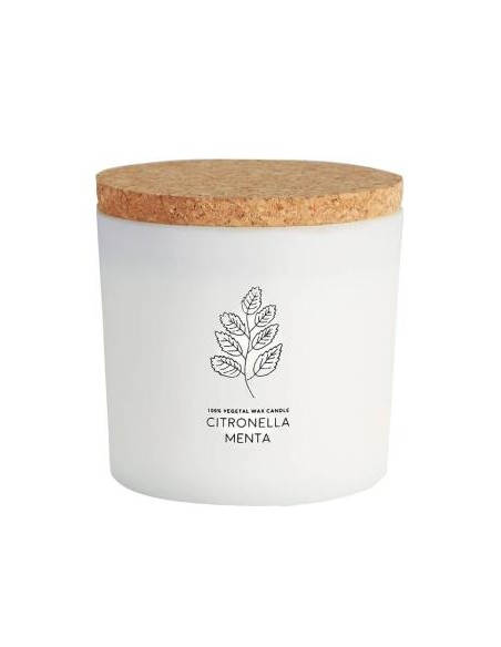 Vela Tarro Blanco Citcorm Citronela-Menta 10X10Cm. de Cerabella