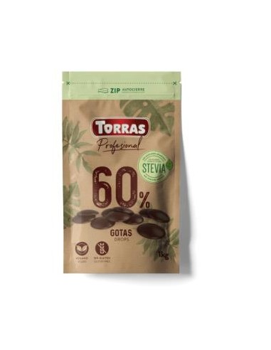 Gota Chocolate 60% Cacao con Stevia 1Kg Torras  Saludable