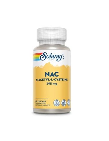 NAC 295 mg 60 cápsulas vegetales Solaray | Antioxidante natural