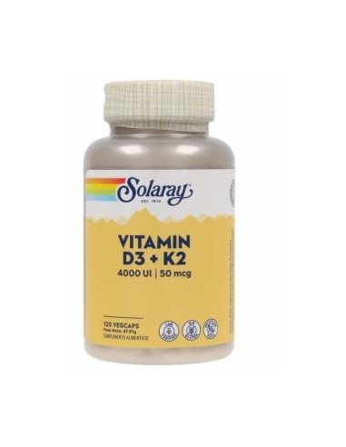 Big Vitamin D3 & K2 Mk7 120 cápsulas | Solaray original